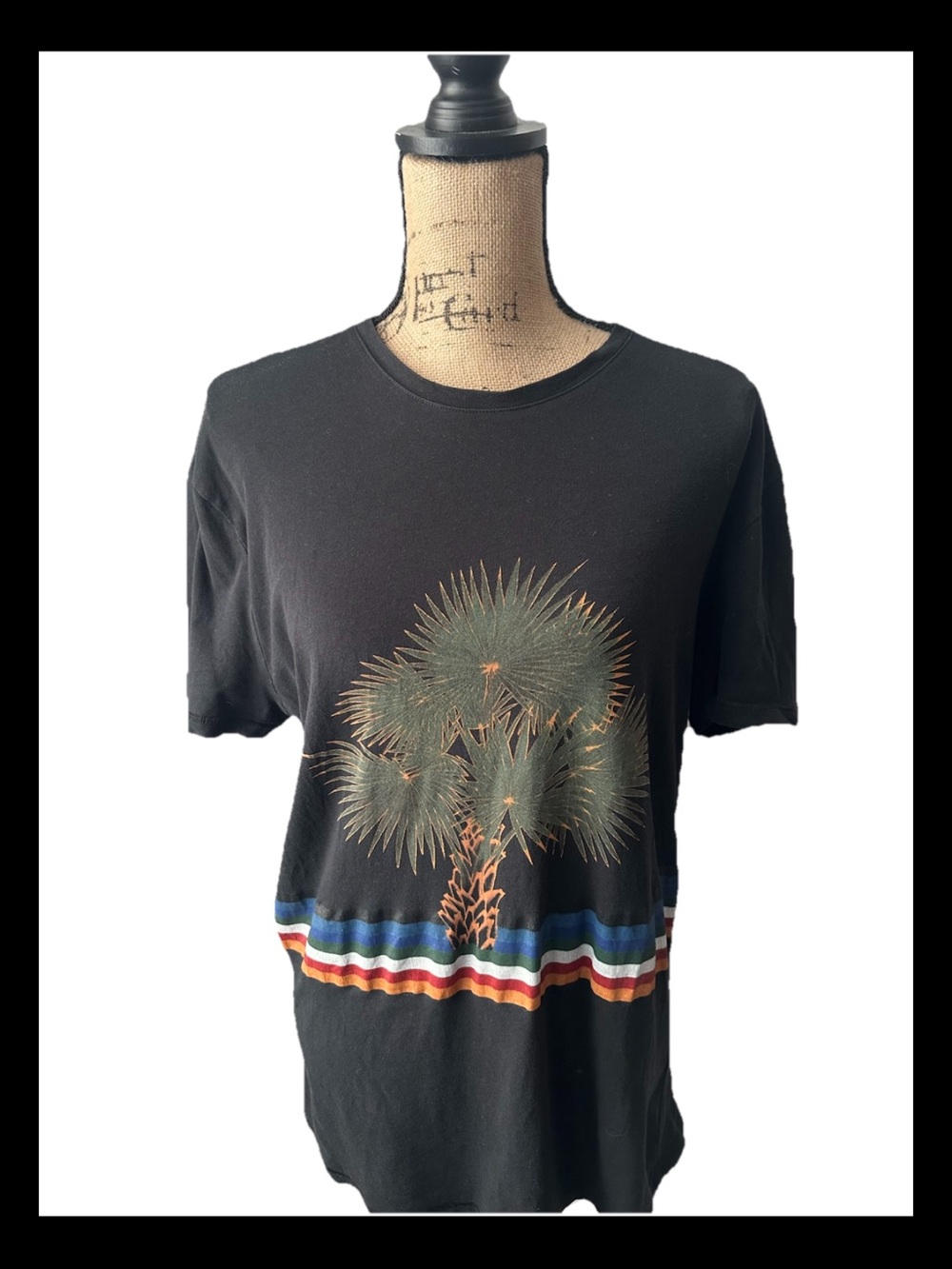 Iceberg Women Black Cotton Palm Tree Tshirt XL